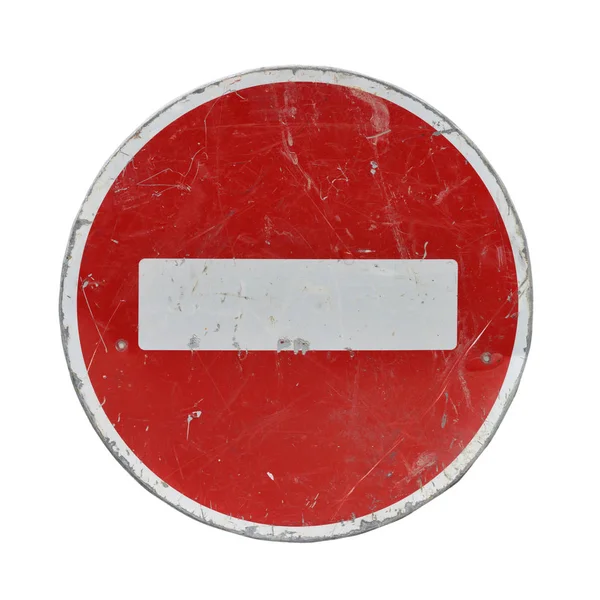 Старый красный стоп дорожный знак — стоковое фото