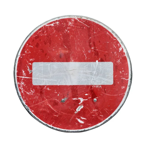 Старый красный стоп дорожный знак — стоковое фото